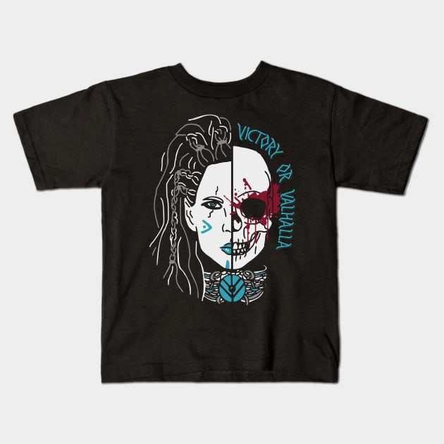 shieldmaiden skull Kids T-Shirt by FandomizedRose